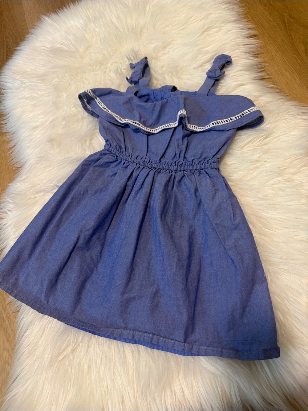 Janie and Jack Chambray Blue Ruffle Strap Dress